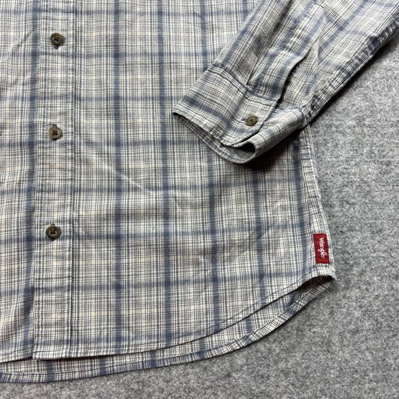Wrangler Long Sleeve Woven Button Up Shirt Mens Size  Small Plaid Blue Slim Fit - Picture 5 of 15